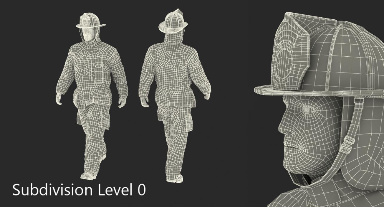 3D Firefighter with Fully Protective Suit Walking