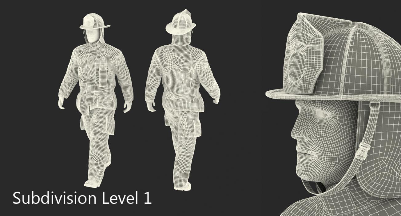 3D Firefighter with Fully Protective Suit Walking