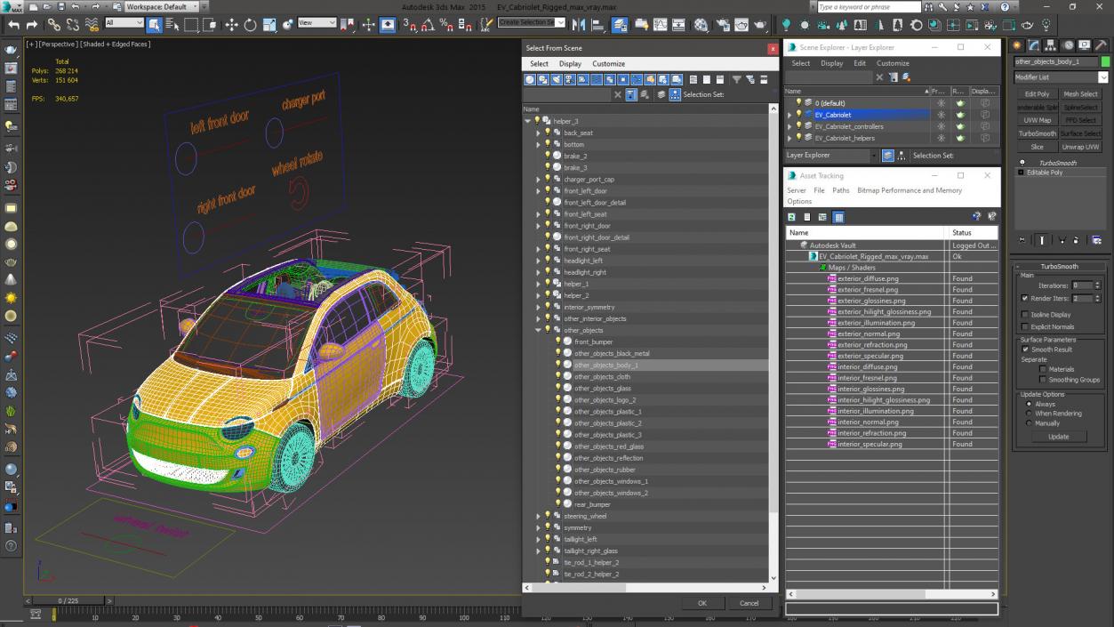 EV Cabriolet Rigged 3D model