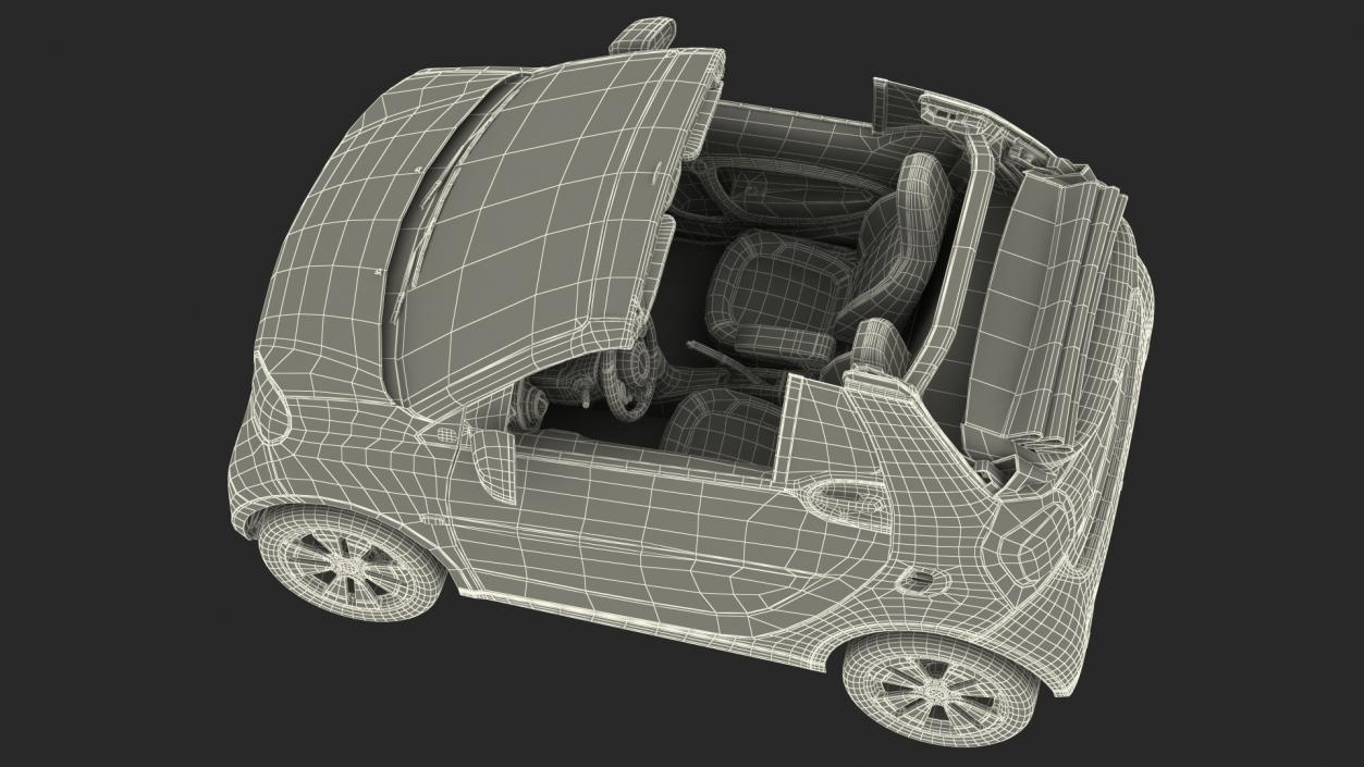 3D Electric Coupe Cabrio Rigged model