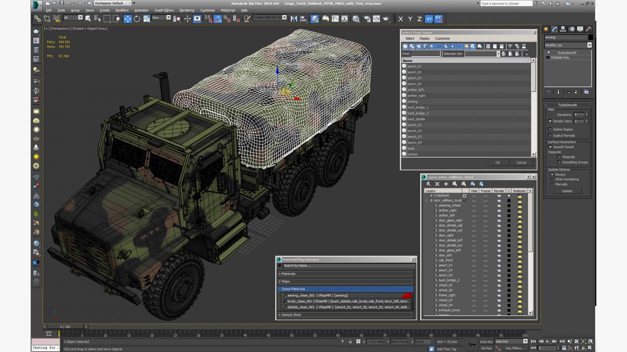 Cargo Truck OshKosh MTVR MK23 with Tent 3D model