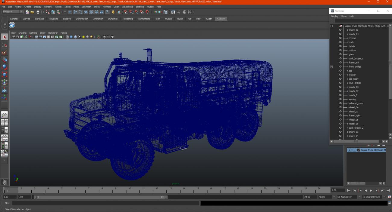 Cargo Truck OshKosh MTVR MK23 with Tent 3D model