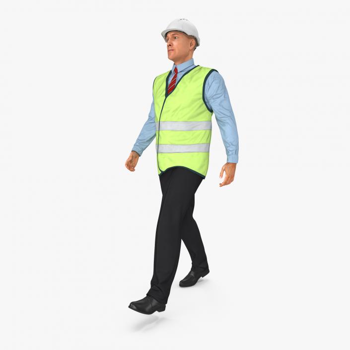 Construction Architect in Yellow Jacket Walking Pose 3D