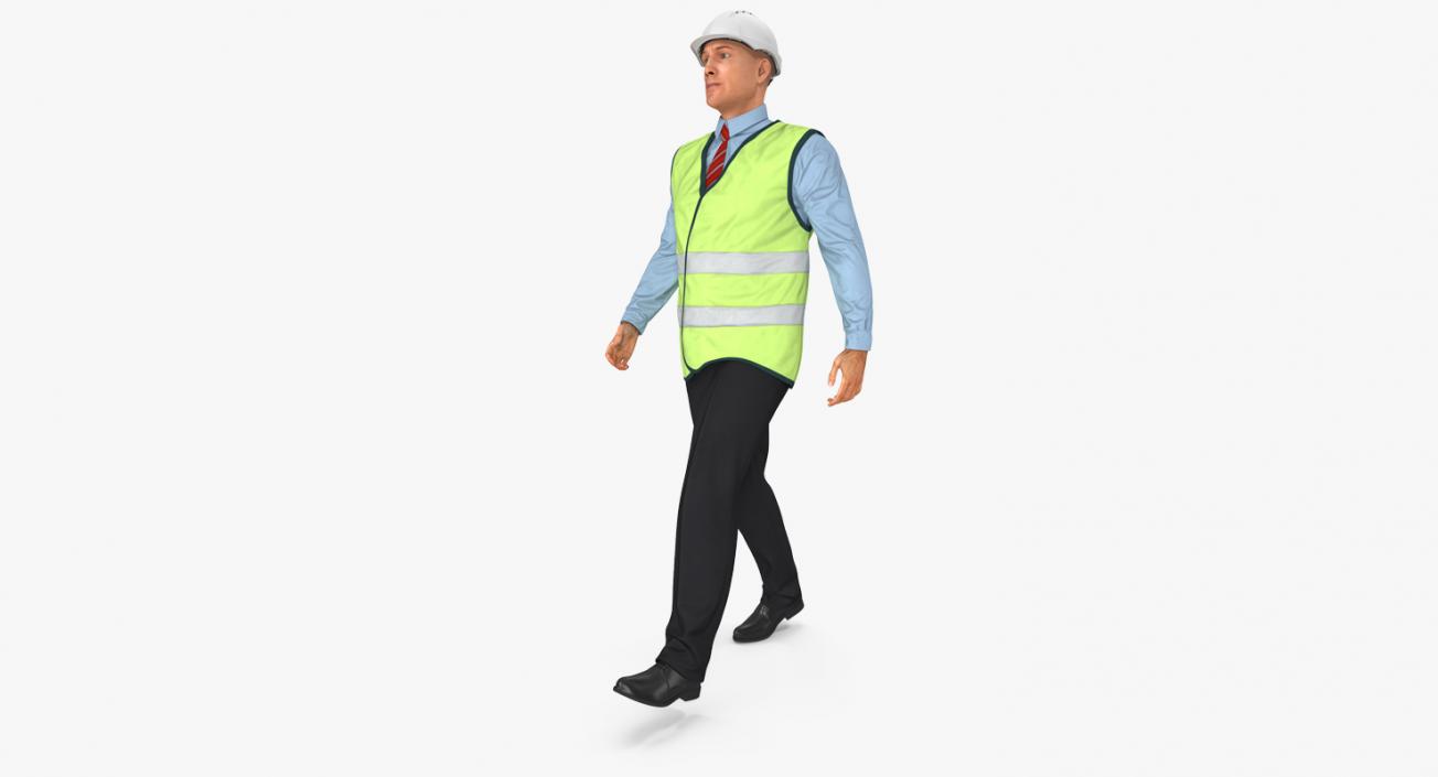 Construction Architect in Yellow Jacket Walking Pose 3D