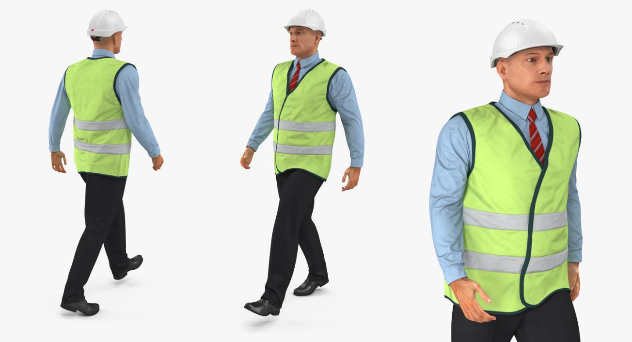 Construction Architect in Yellow Jacket Walking Pose 3D