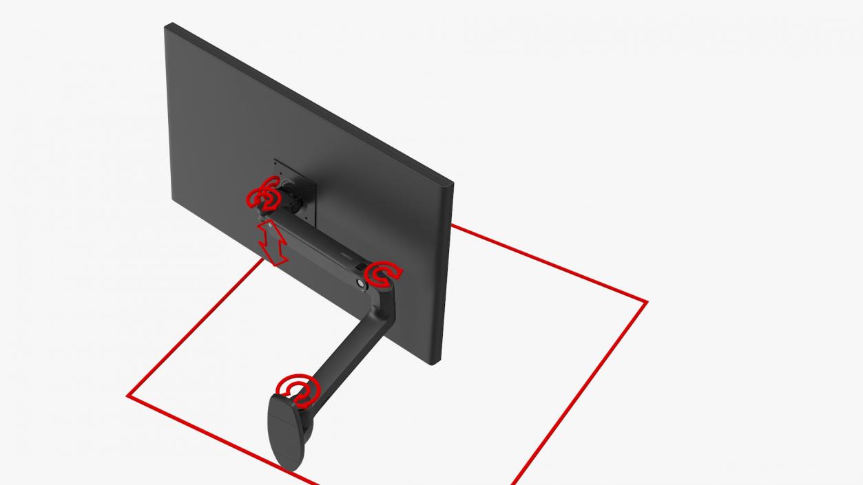 3D Mount Monitor Arm Ergotron LX Dark Grey Rigged