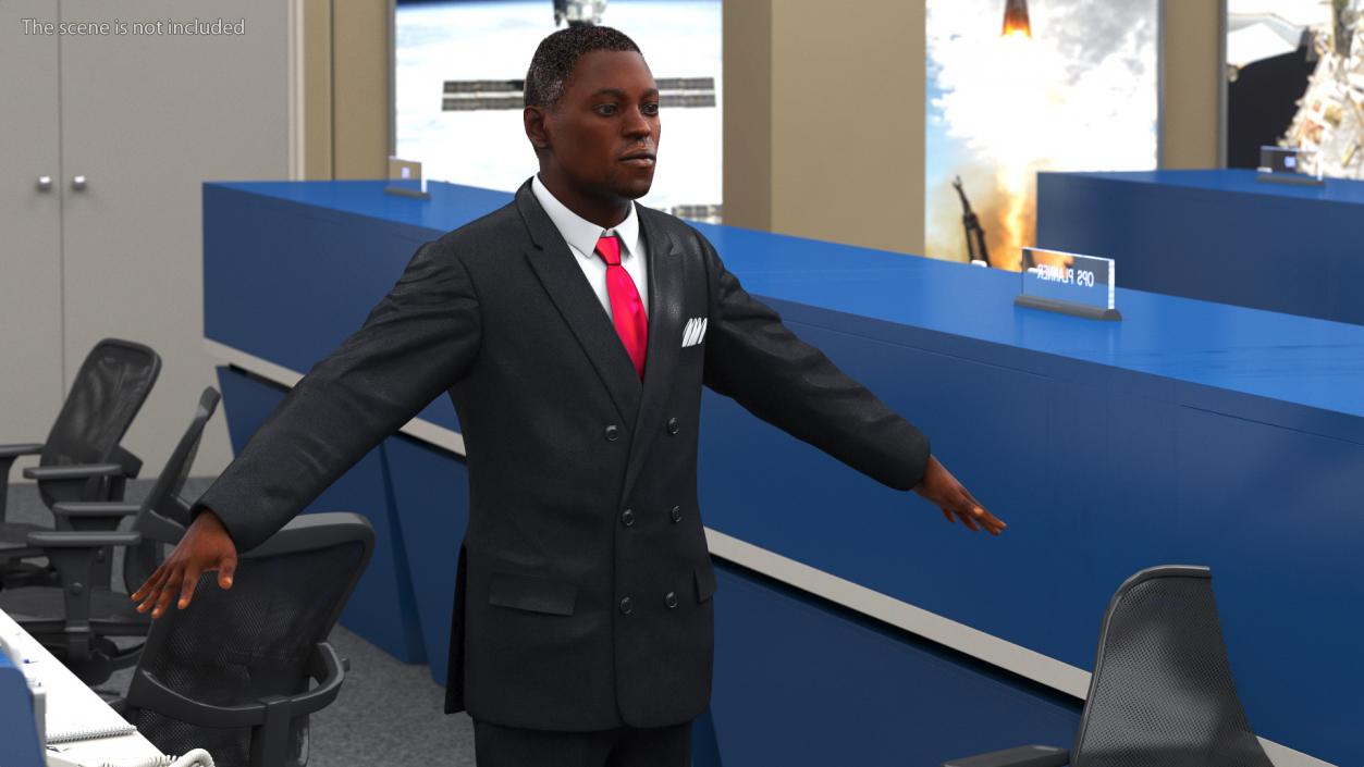 3D Stylish African American Business Man Fur