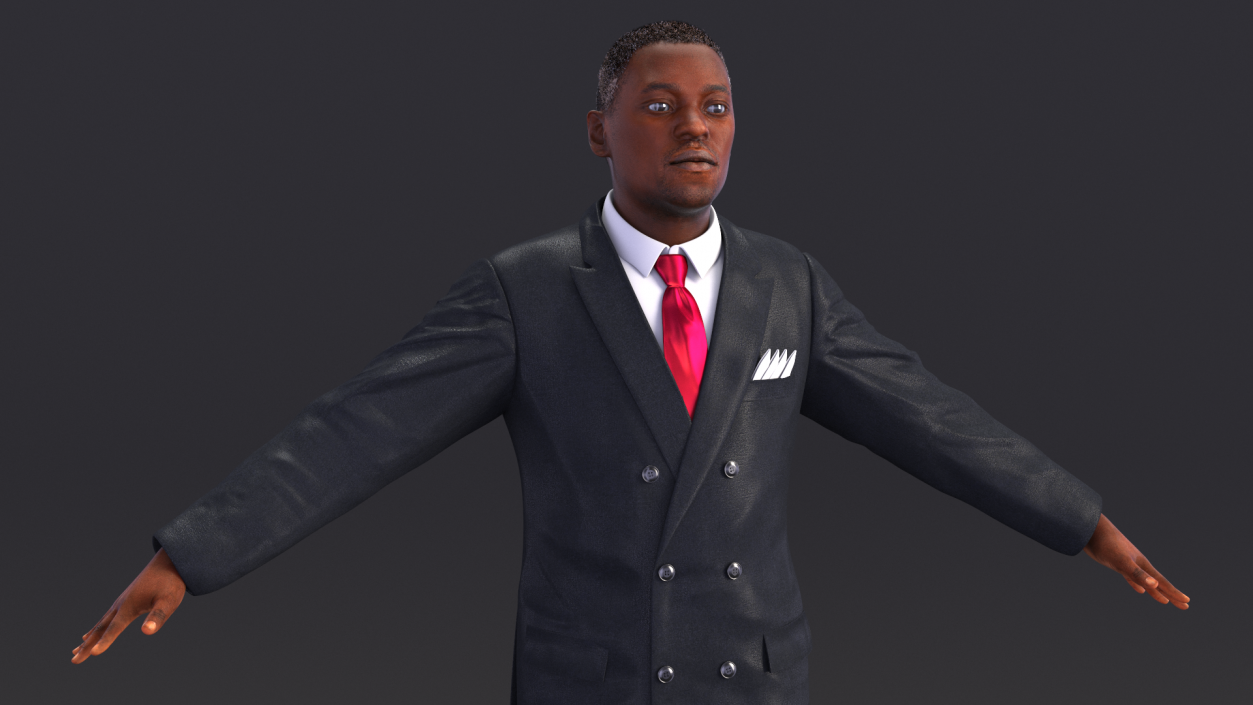 3D Stylish African American Business Man Fur