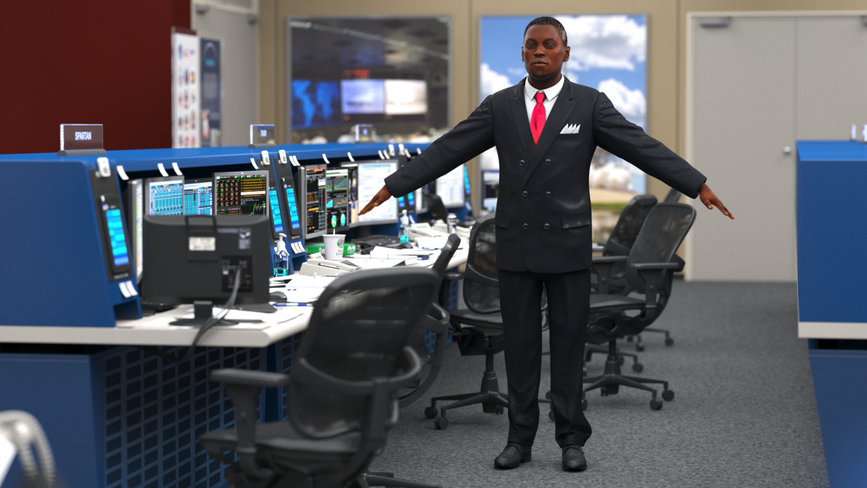 3D Stylish African American Business Man Fur