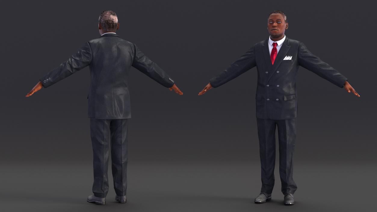 3D Stylish African American Business Man Fur