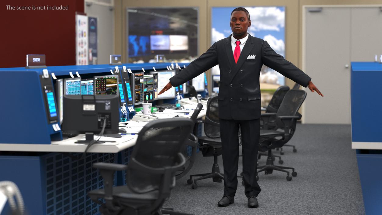 3D Stylish African American Business Man Fur