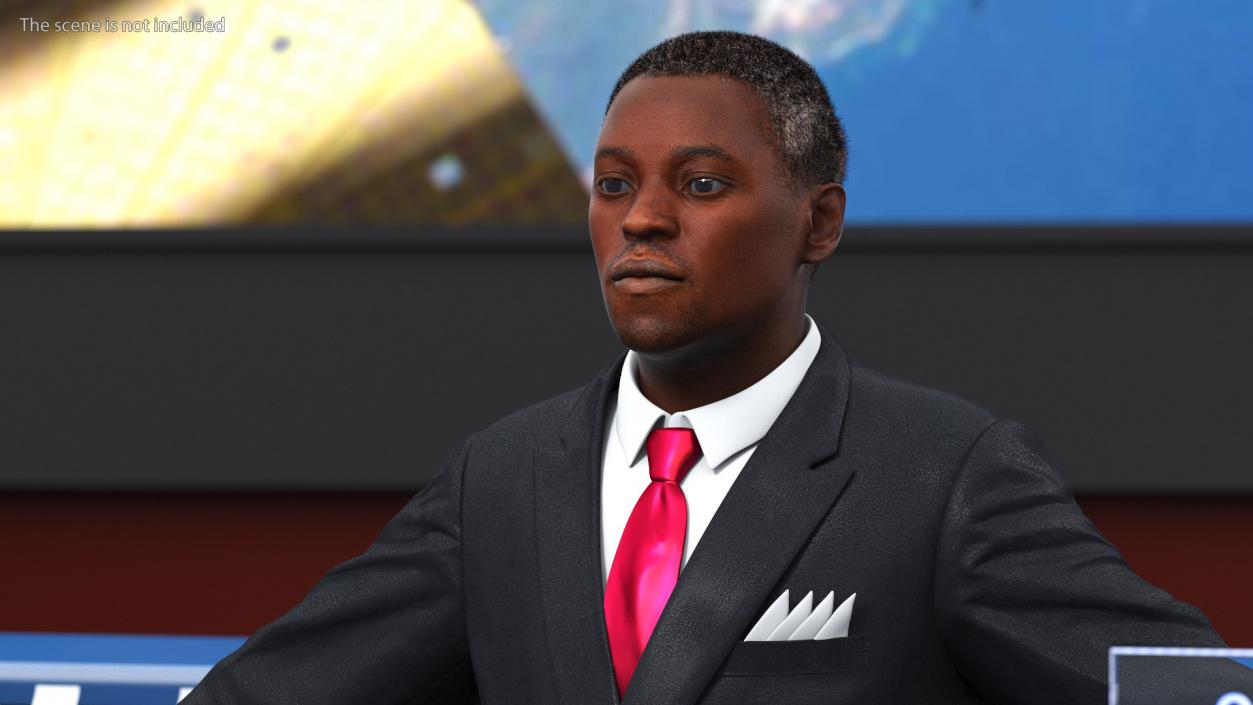 3D Stylish African American Business Man Fur