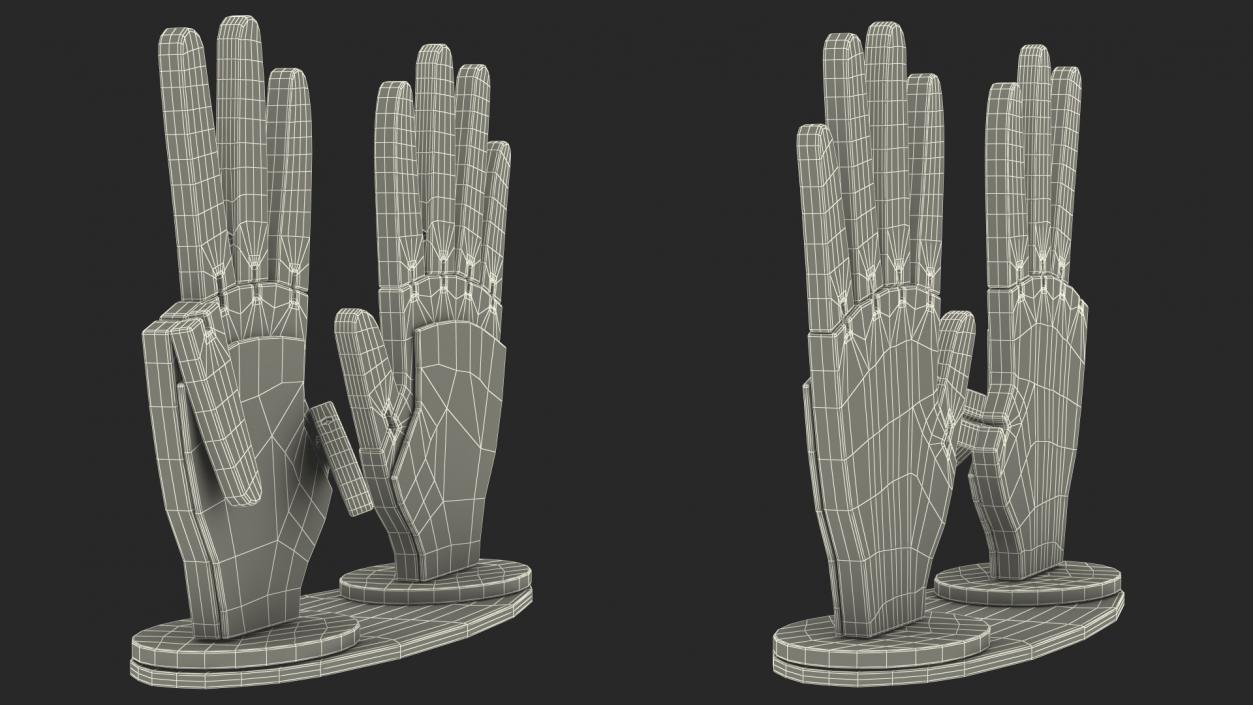 3D Counting Hands Three Fingers Up