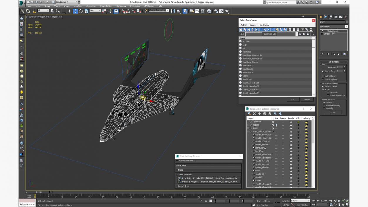 3D VSS Imagine Virgin Galactic SpaceShip III Rigged model