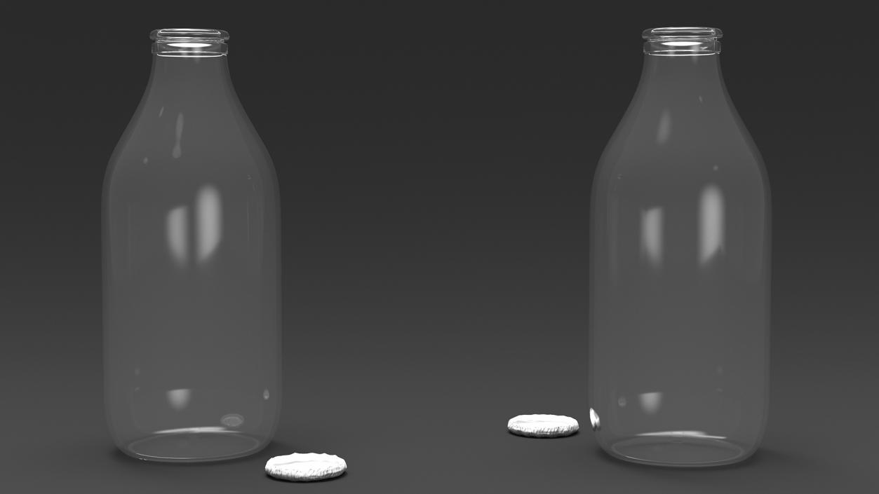 3D model Glass Bottle One Pint with Foil Top Open