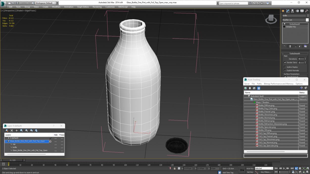 3D model Glass Bottle One Pint with Foil Top Open