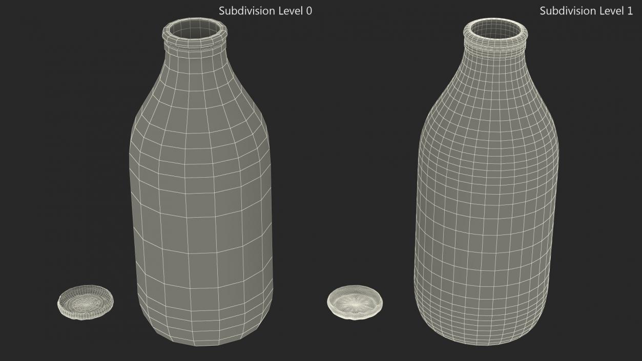 3D model Glass Bottle One Pint with Foil Top Open