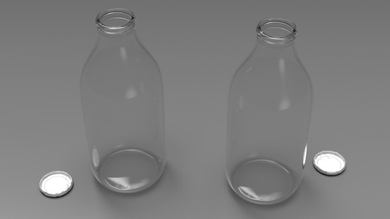 3D model Glass Bottle One Pint with Foil Top Open