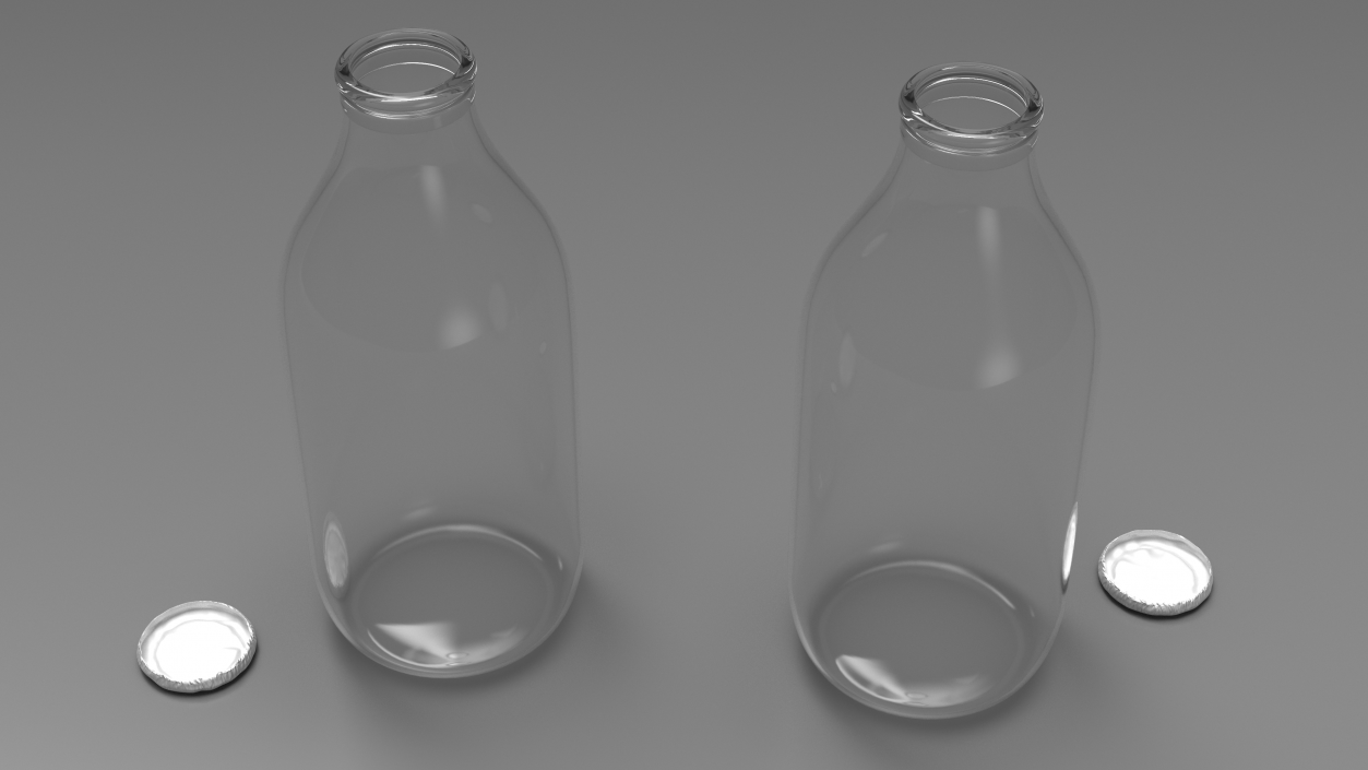 3D model Glass Bottle One Pint with Foil Top Open