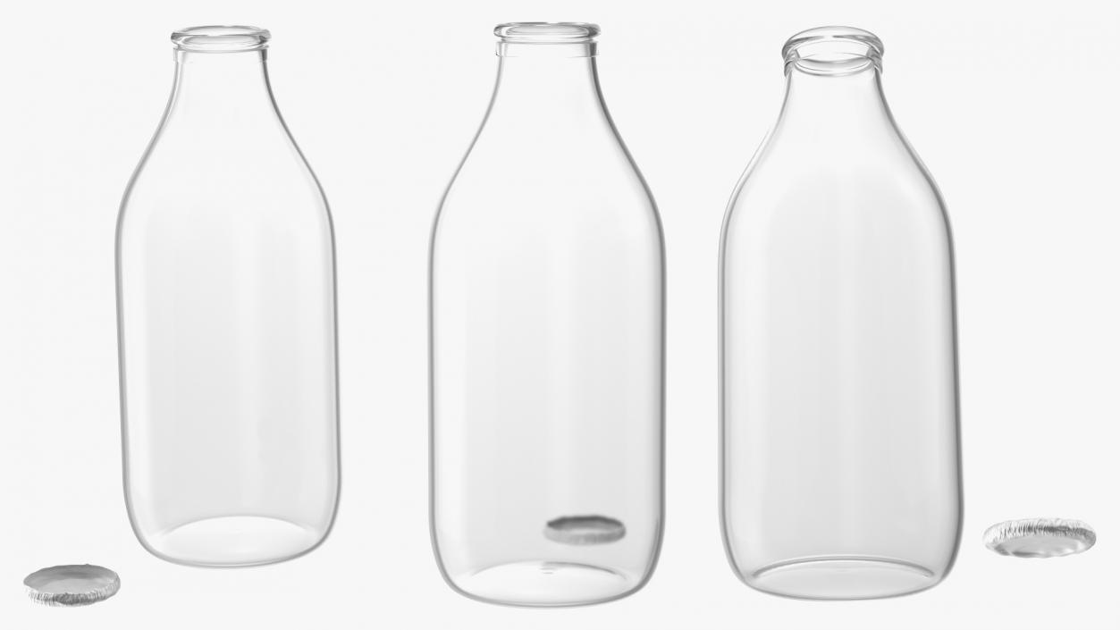 3D model Glass Bottle One Pint with Foil Top Open