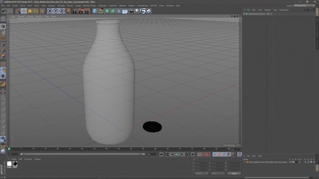 3D model Glass Bottle One Pint with Foil Top Open