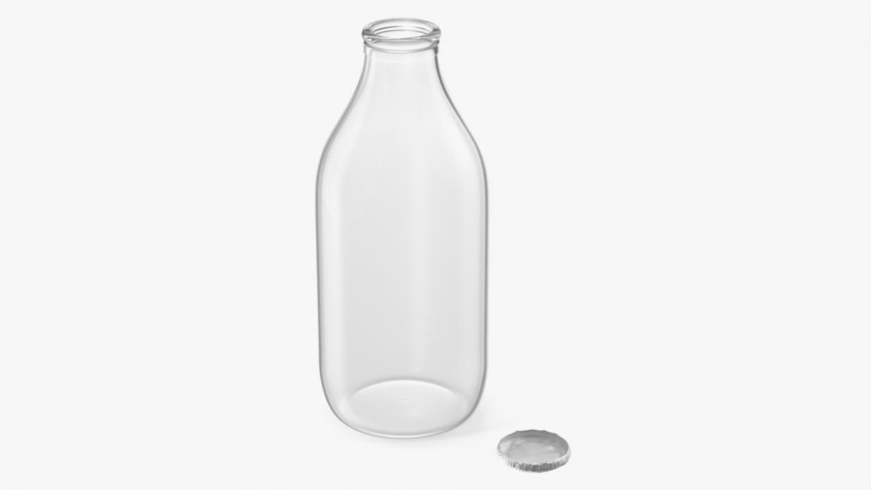 3D model Glass Bottle One Pint with Foil Top Open