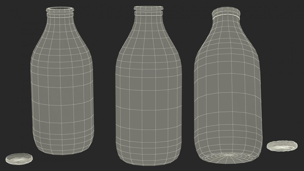 3D model Glass Bottle One Pint with Foil Top Open