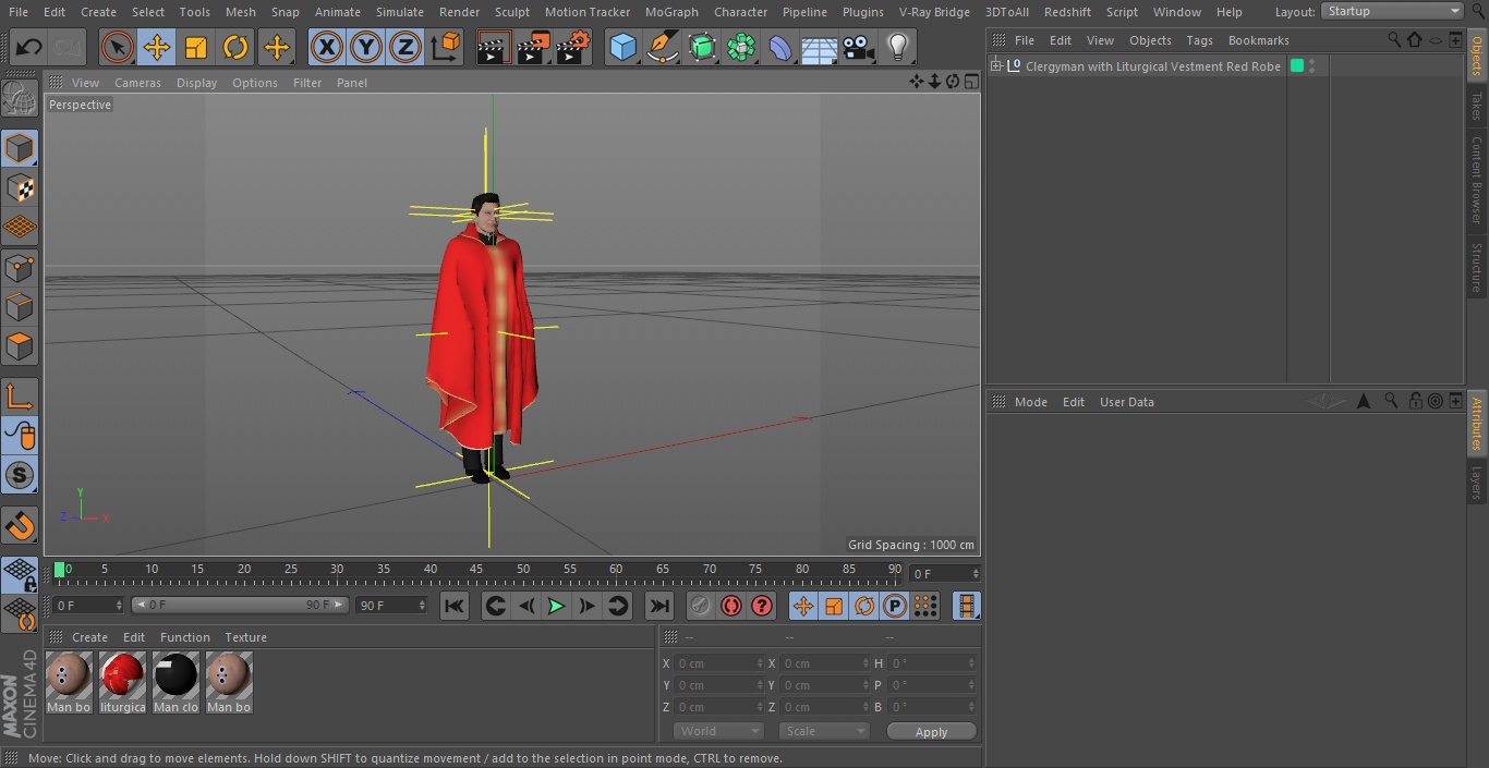 3D Clergyman with Liturgical Vestment Red Robe model