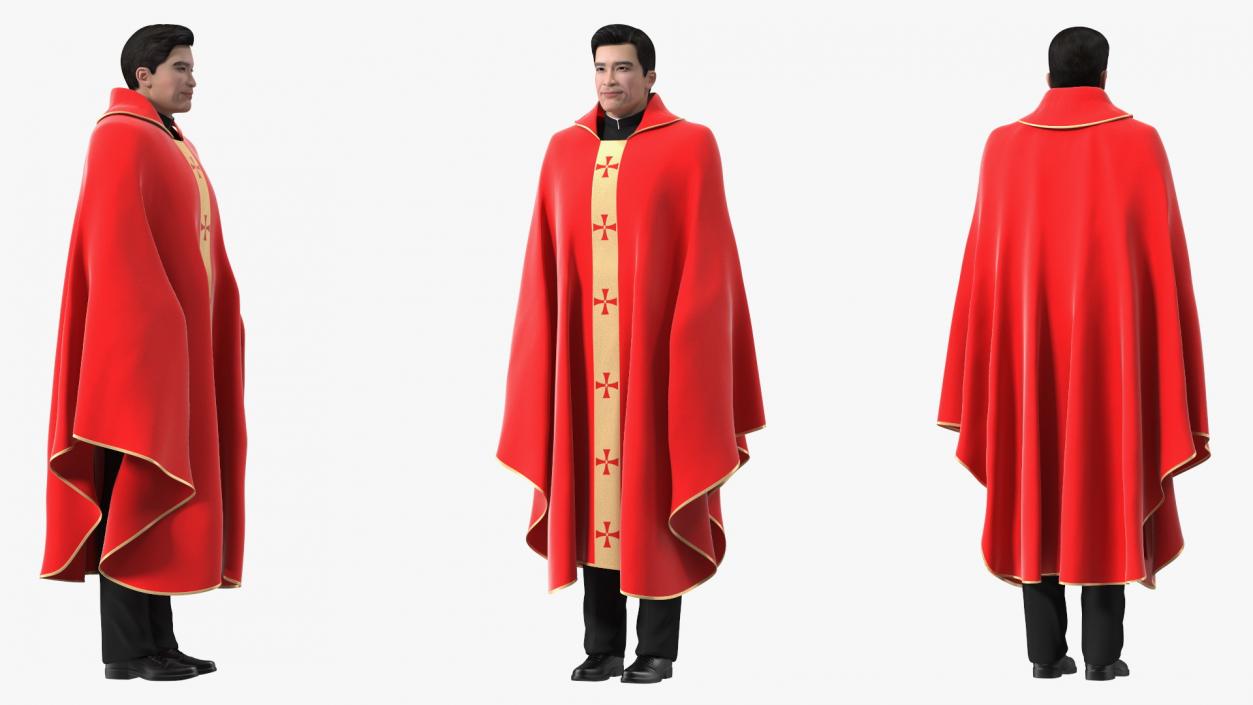 3D Clergyman with Liturgical Vestment Red Robe model