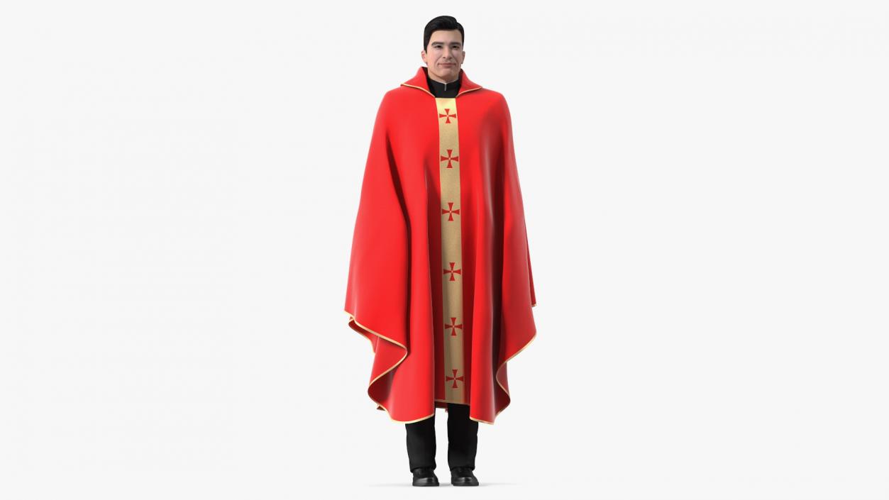 3D Clergyman with Liturgical Vestment Red Robe model