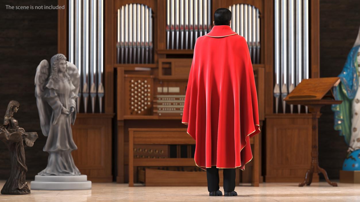 3D Clergyman with Liturgical Vestment Red Robe model