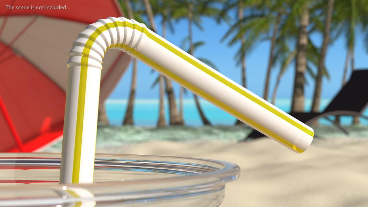 3D Bendy Plastic Drinking Straw Striped