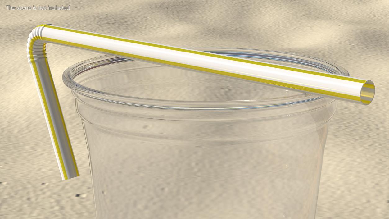 3D Bendy Plastic Drinking Straw Striped