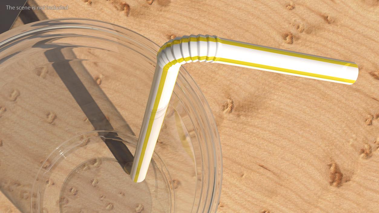 3D Bendy Plastic Drinking Straw Striped