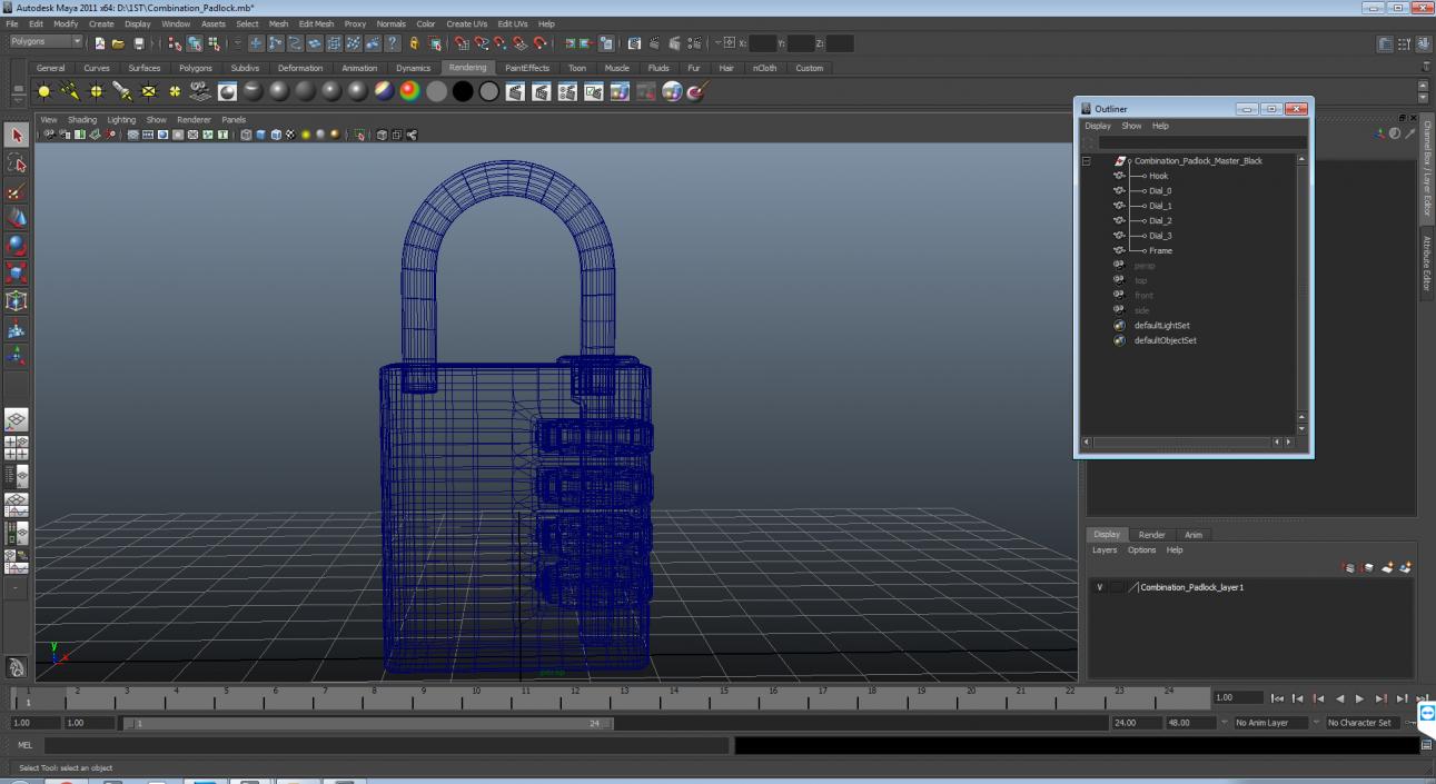 Combination Padlock Silver Generic 3D model