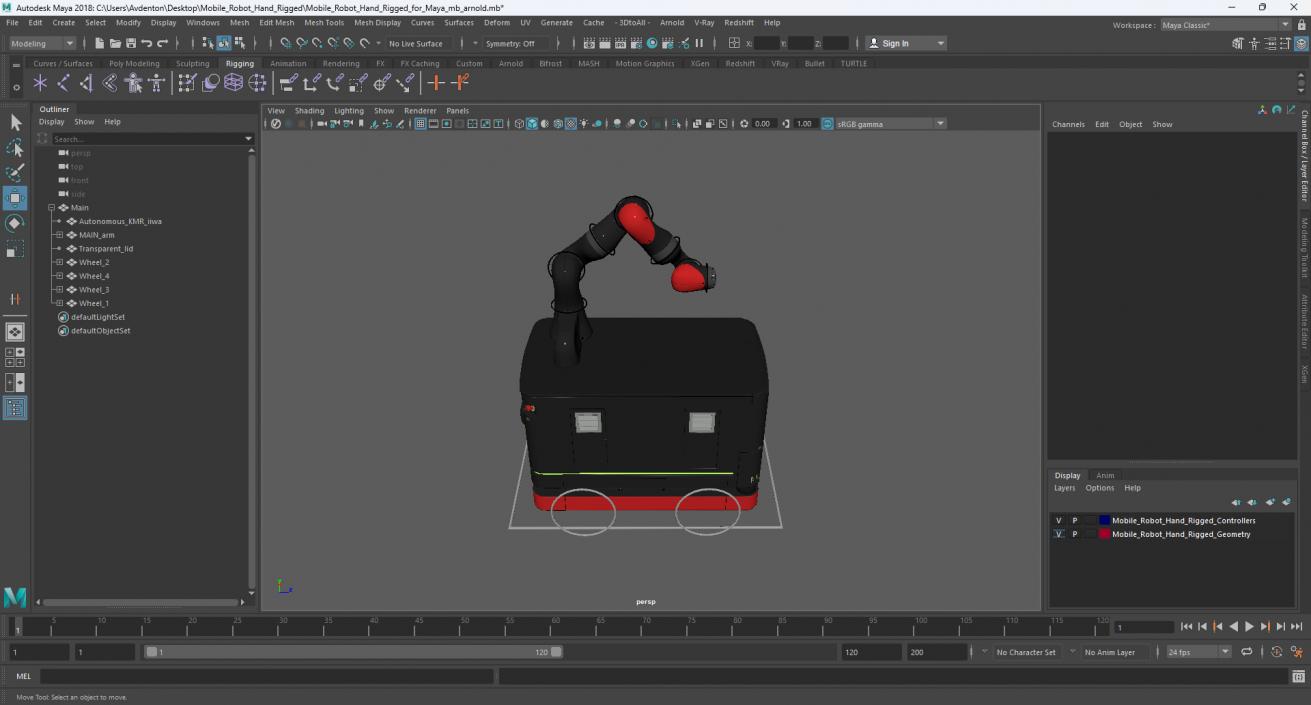 3D Mobile Robot Hand Rigged for Maya model