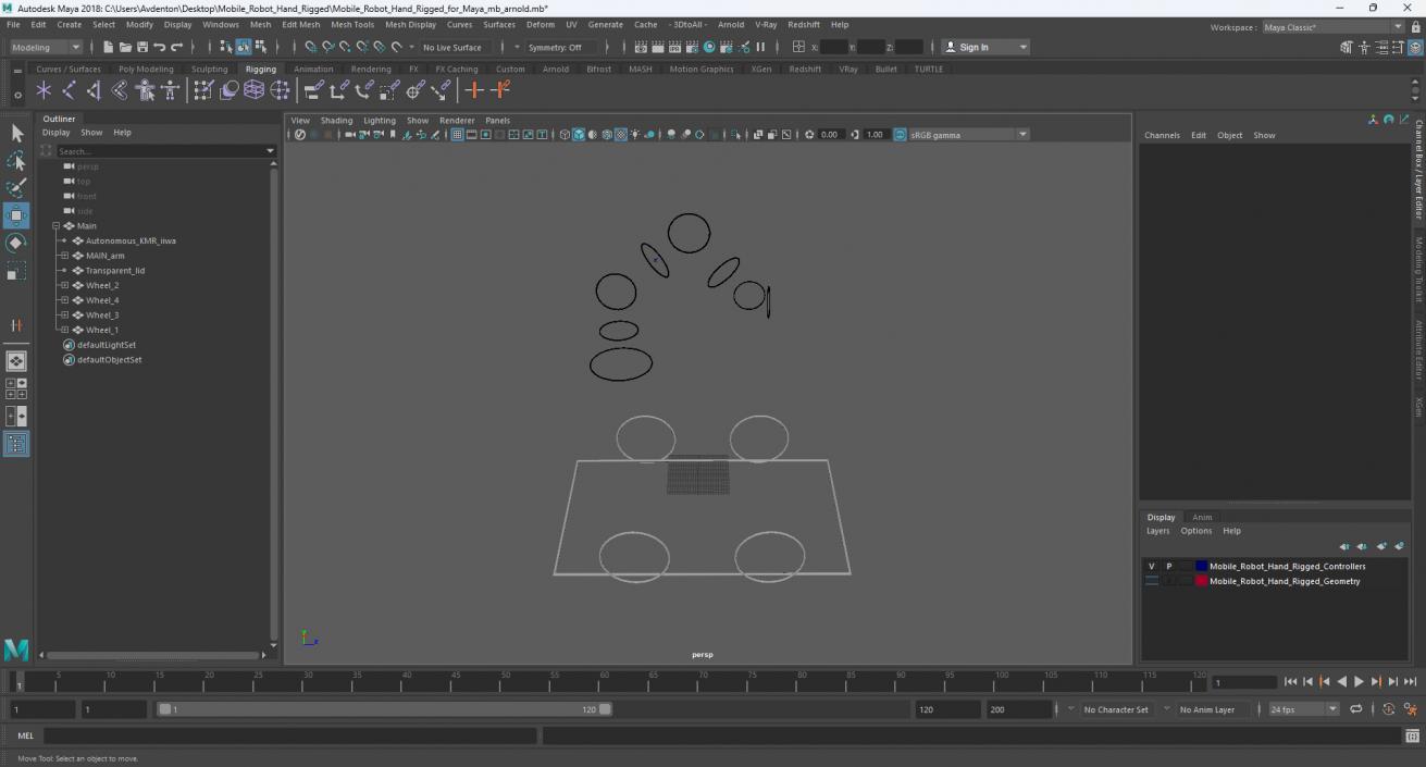 3D Mobile Robot Hand Rigged for Maya model