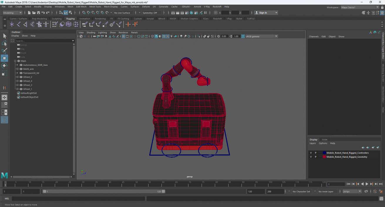 3D Mobile Robot Hand Rigged for Maya model