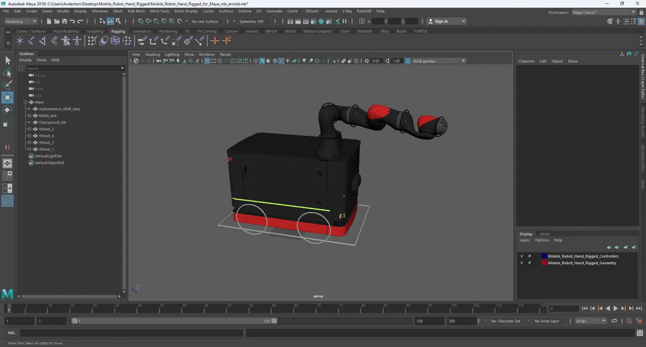 3D Mobile Robot Hand Rigged for Maya model