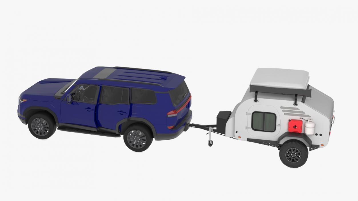 3D Modern SUV with Camping Trailer