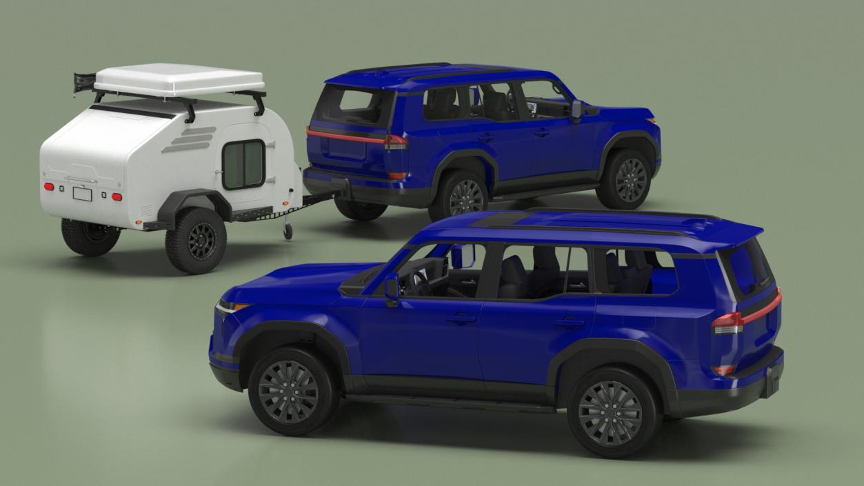 3D Modern SUV with Camping Trailer