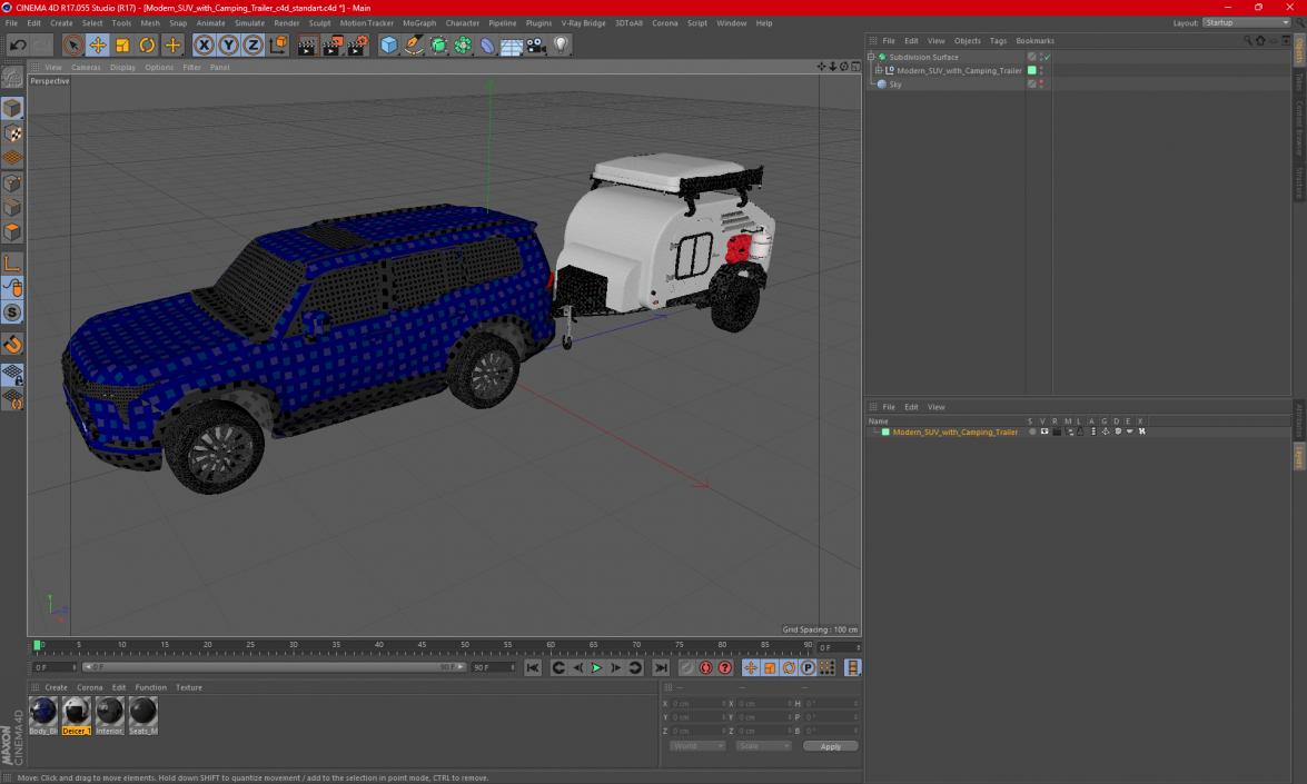 3D Modern SUV with Camping Trailer