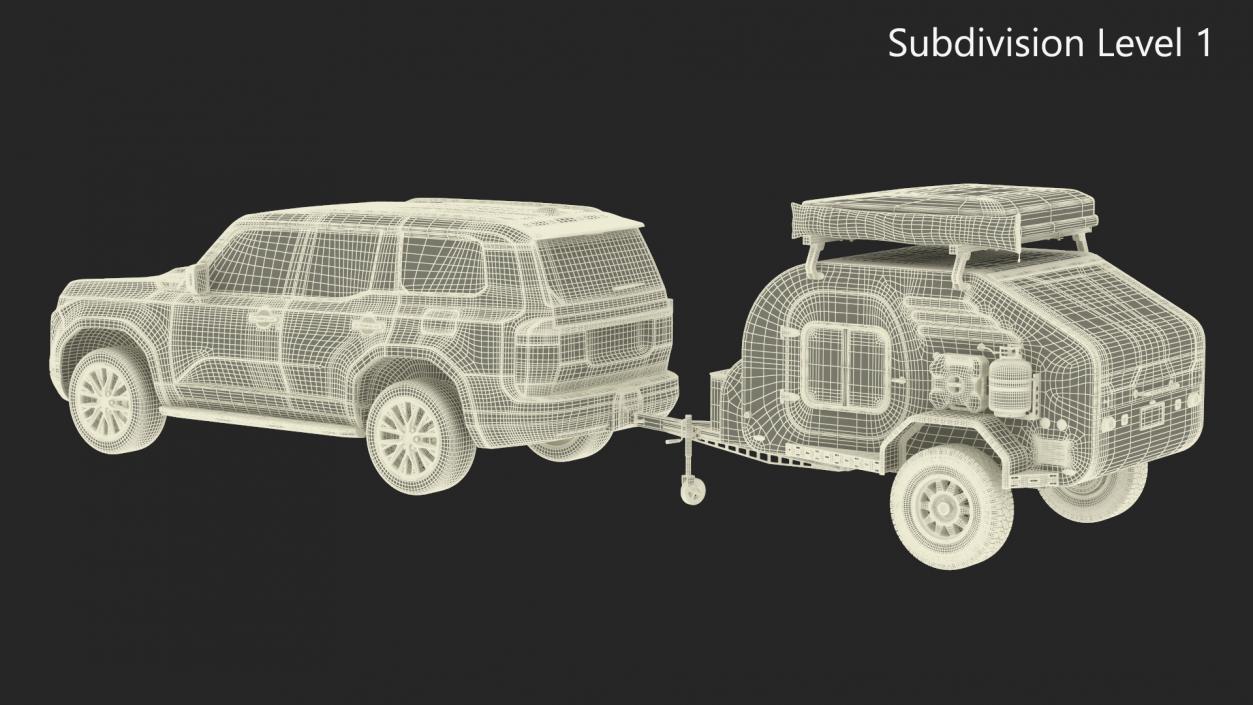 3D Modern SUV with Camping Trailer