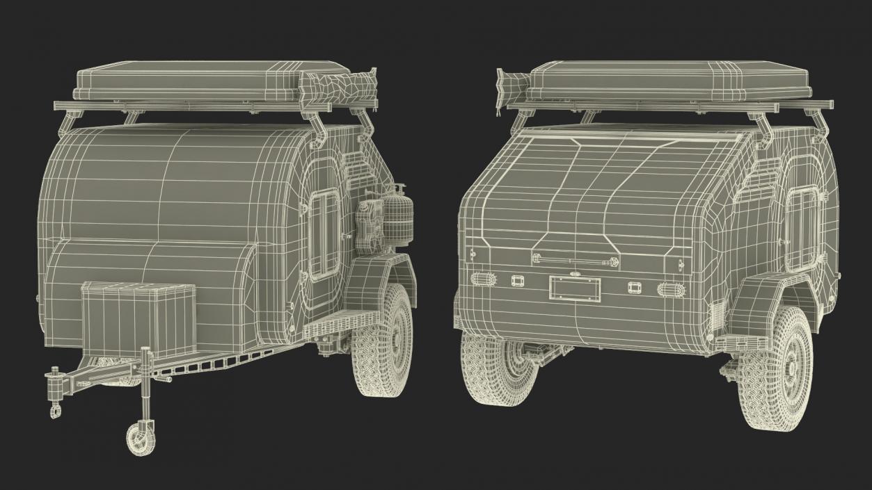 3D Modern SUV with Camping Trailer