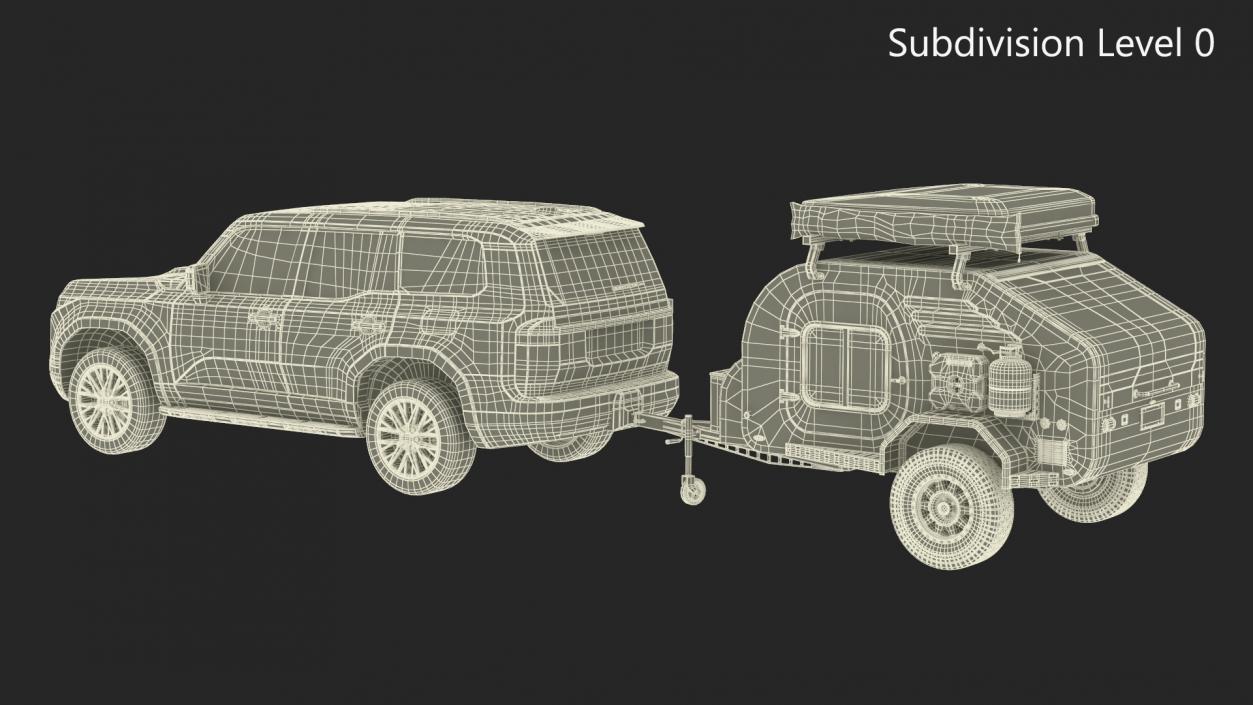 3D Modern SUV with Camping Trailer