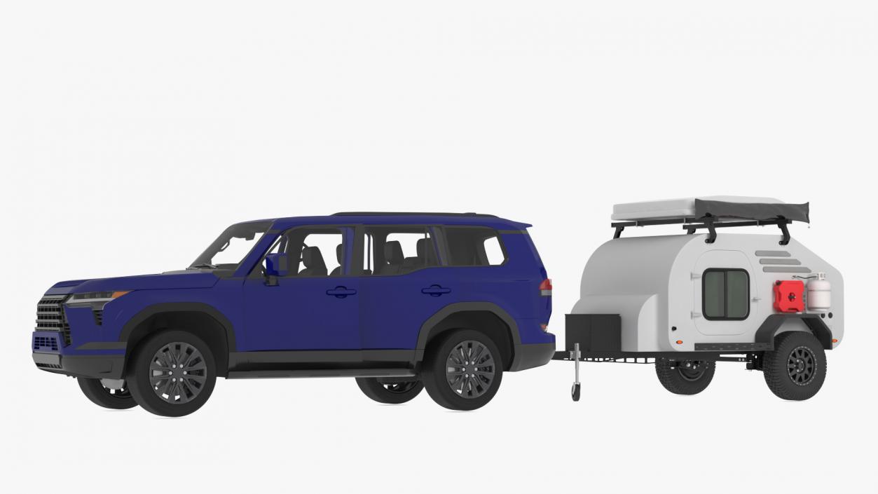 3D Modern SUV with Camping Trailer