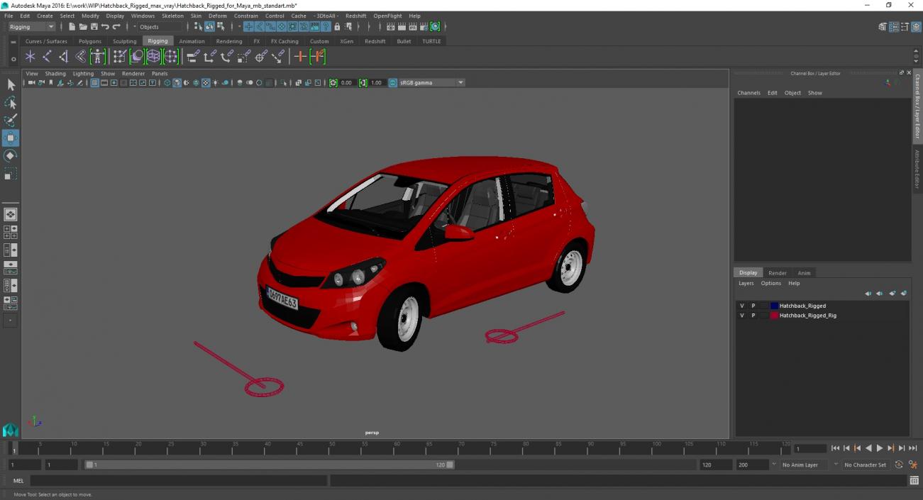 3D model Hatchback Rigged for Maya