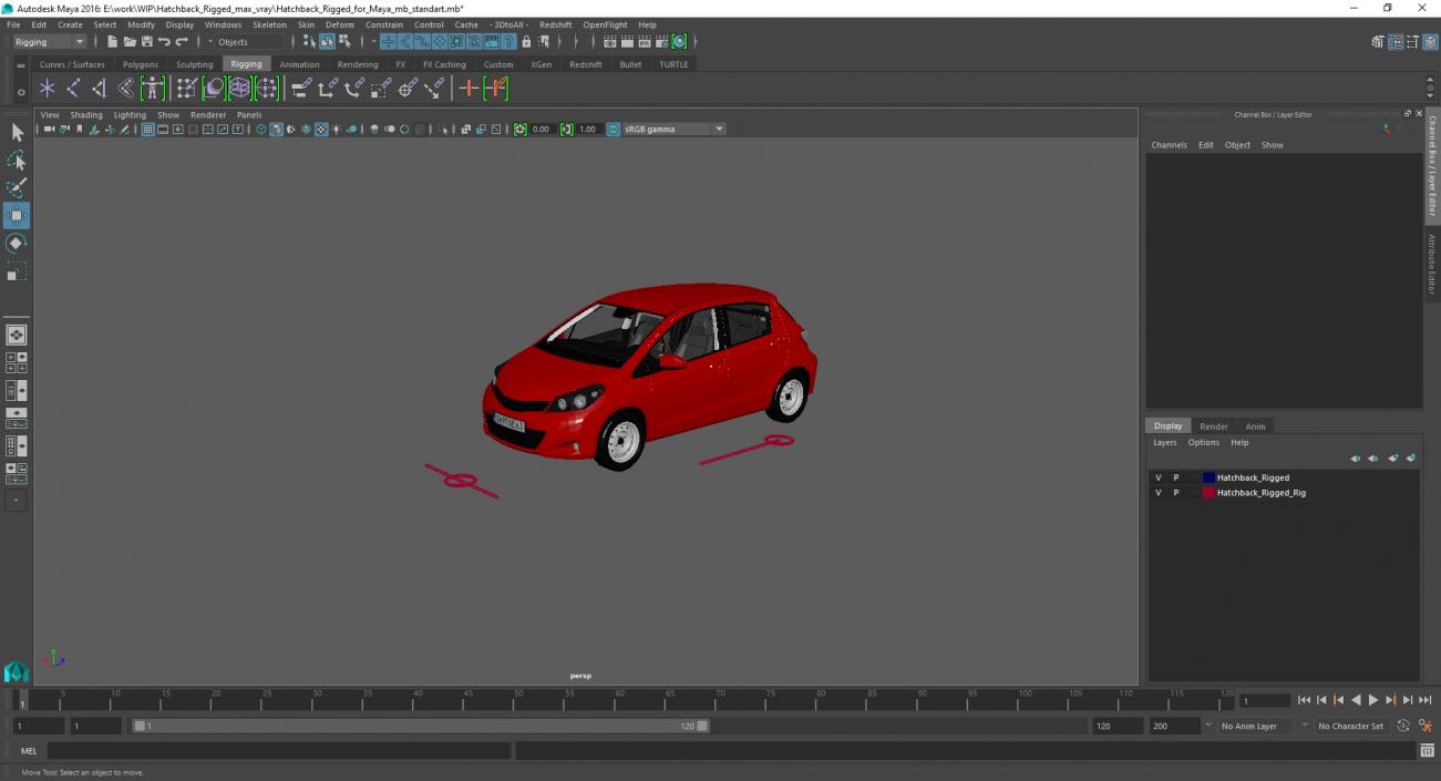 3D model Hatchback Rigged for Maya