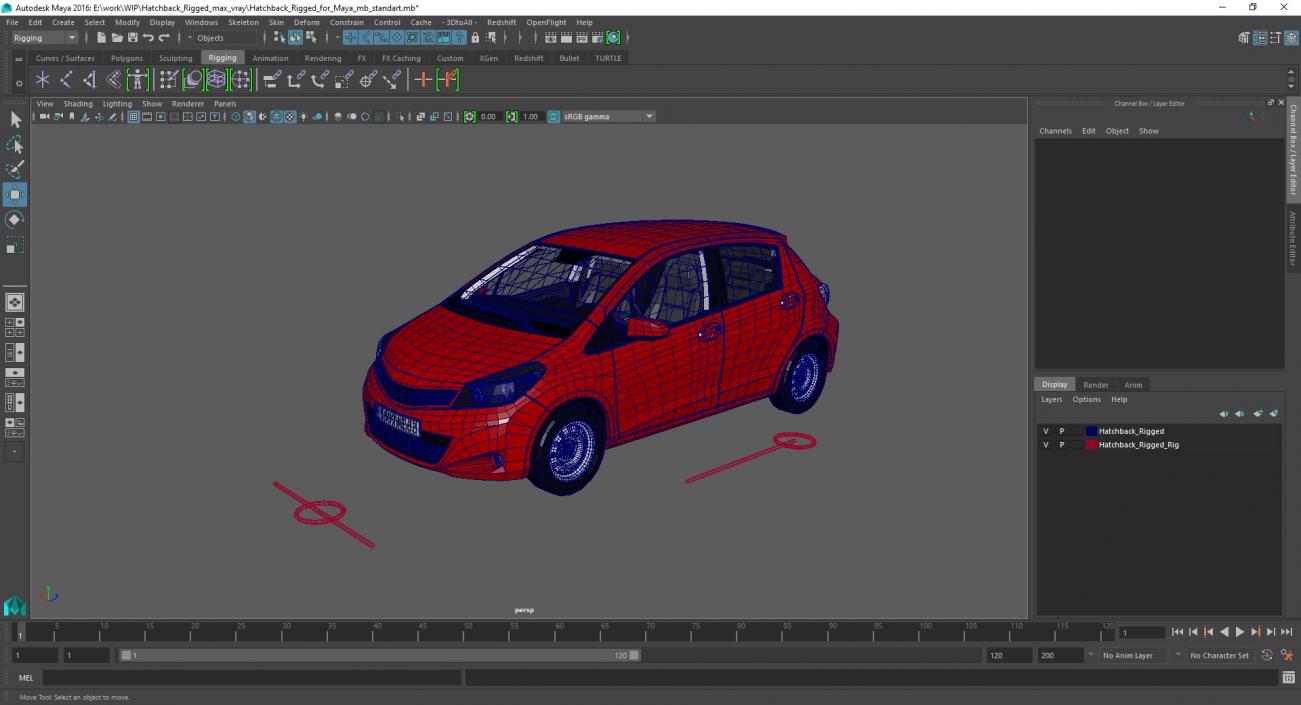 3D model Hatchback Rigged for Maya