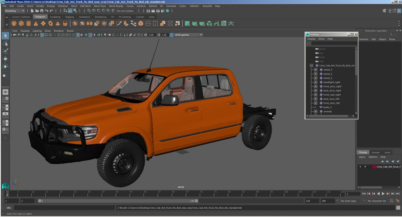 3D model Crew Cab 4x4 Truck No Bed